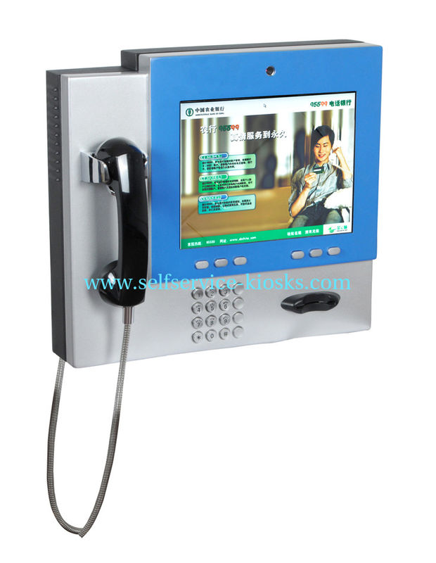 Wireless Connective Wall Mounted Kiosk with telephone and webcamera for video call V602